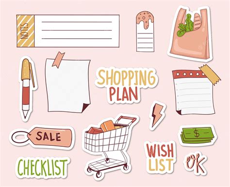 Premium Vector | Colorful Hand drawn shopping stickers collection