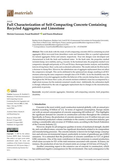 Pdf Full Characterization Of Self Compacting Concrete Containing