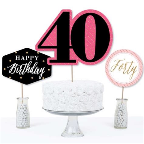 Big Dot Of Happiness Chic 40th Birthday Pink Black Gold Centerpiece