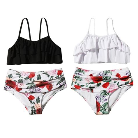 SYNPOS Girl S Spaghetti Strap Floral Bikini Bathing Suits Piece Swimsuits Years Walmart