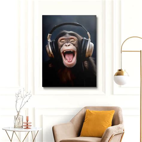 Chimpanzee With Headphone Painting Art Of Paint By Numbers