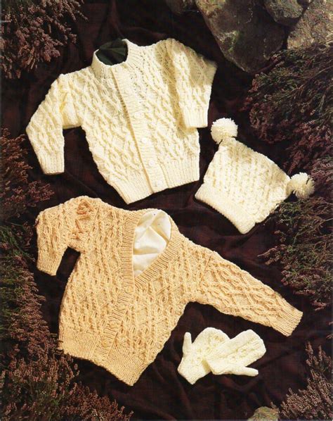 Childrens Aran Cardigan Hat Knitting Pattern Pdf Childs Cable Etsy Uk