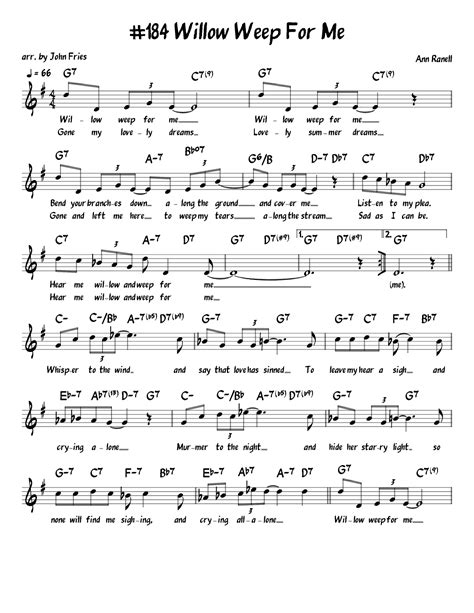 Willow Weep For Me Sheet Music Chad And Jeremy Piano Vocal And Guitar Chords