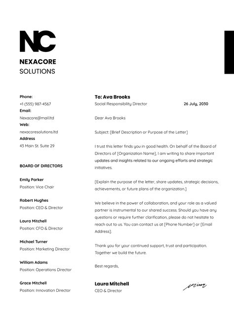 Board Of Directors Letter Writing A Director Cover Letter (Samples