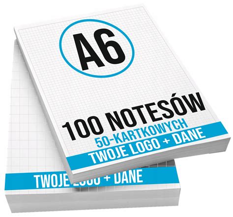 NOTESY Klejone 50 Kartkowe A6 BLOCZKI Reklamowe Z NADRUKIEM Logo 100