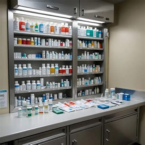 Premium Photo | A shelf with many bottles of medicine