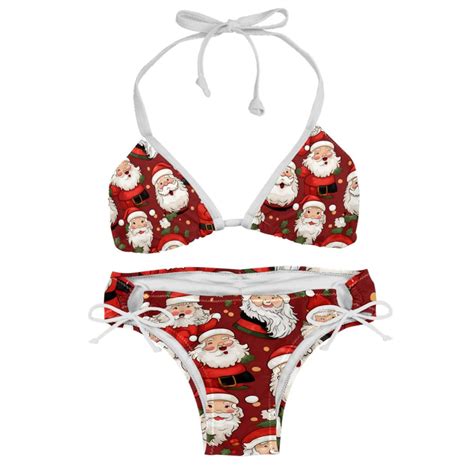 Santa Claus Detachable Sponge Adjustable Strap Bikini Set Two Pack