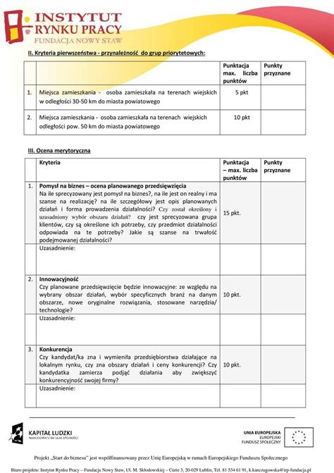 KARTA OCENY FORMULARZA ZGŁOSZENIOWEGO Kandydatki na uczestniczkę