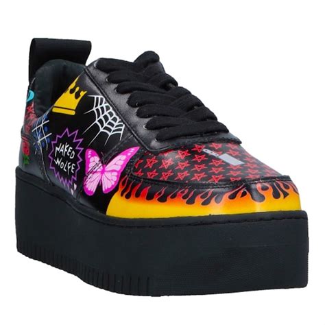 Naked Wolfe Shoes Naked Wolfe Multiprint Graphic Logo Black Sneaker Poshmark