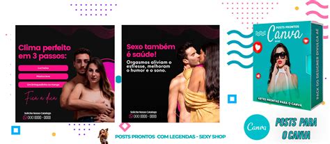 Pack de Posts Prontos Sex Shop e Venda de Lingerie Legendas no Canva Divulga Aê