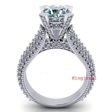 Ct Vvs Ice Blue White Moissanite Diamond Silver Engagement Ring