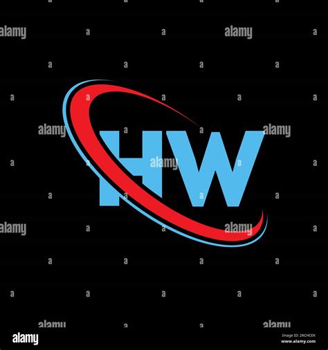 Hw H W Letter Logo Design Initial Letter Hw Linked Circle Upercase