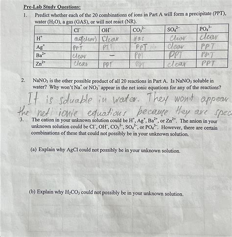 Solved Pre-Lab Study Questions:Predict whether each of the | Chegg.com