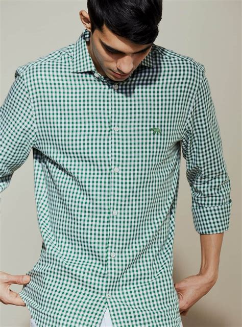 jungle twill check shirt semi casual green check shirts  men