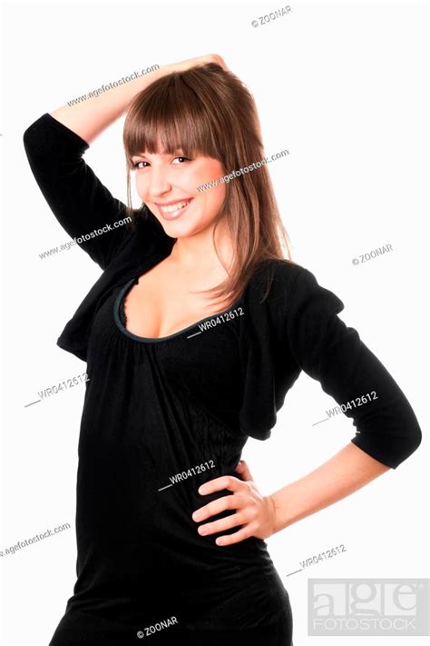 Beautiful Brunette In Black Dress Stock Photo Picture And Royalty Free Image Pic Wr