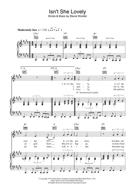 Isn't She Lovely | Sheet Music Direct