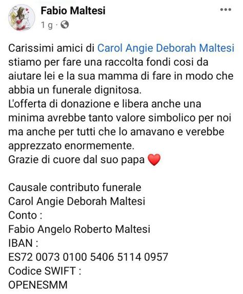 Carol Maltesi Il Padre Lancia Una Raccolta Fondi Per Fare I Funerali