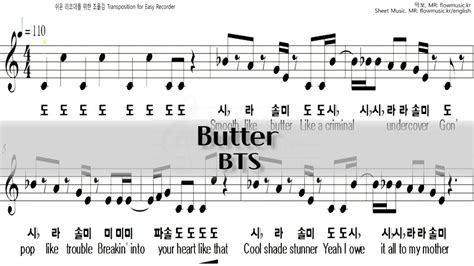 BTS 방탄소년단 Butter 버터 리코더악보 YouTube