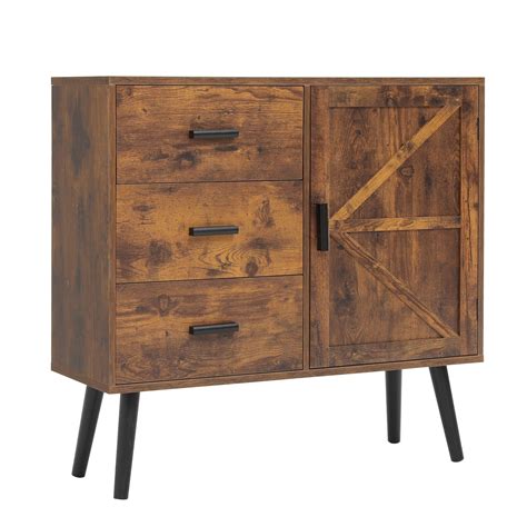 Buy Weenfon Mid Century Storage Cabinet With 3 Drawers And Door Floor