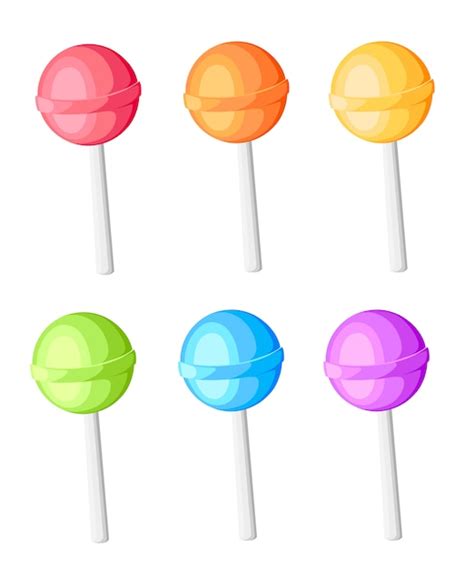 Premium Vector Lollipops Collection Candy On Stick With Twisted Sweet