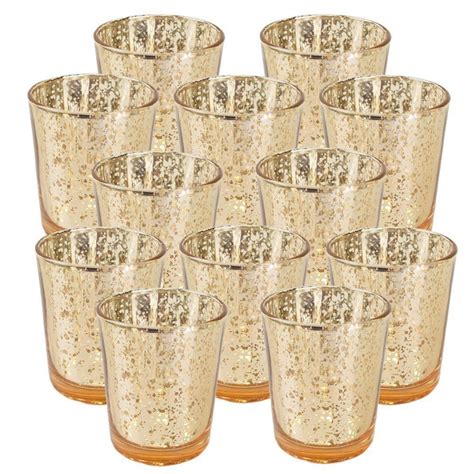 Just Artifacts Speckled Mercury Glass Votive Candle Holder 2 75h