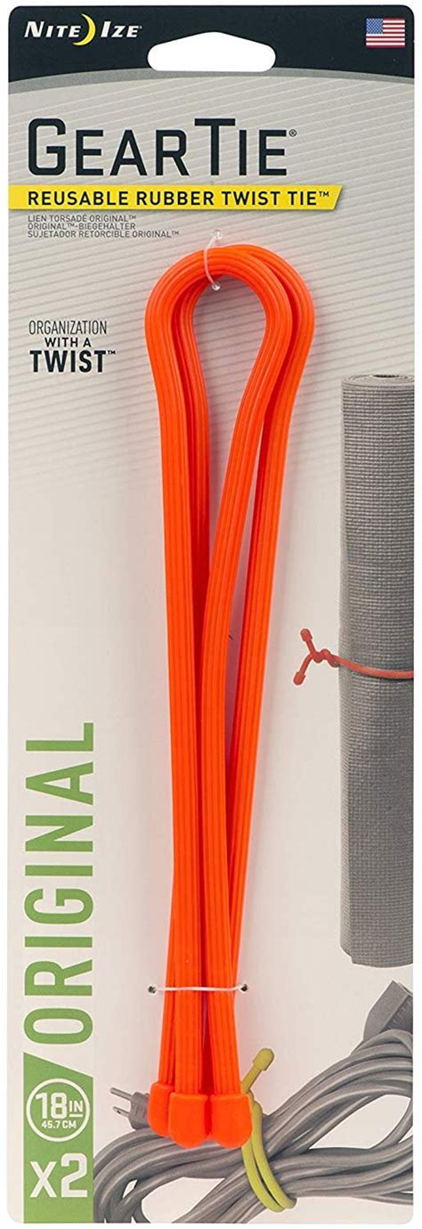 Nite Ize Original Gear Tie Reusable Rubber Twist Tie 18 Inch Bright