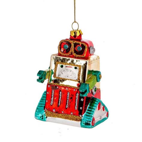 Robot Glass Ornament 4 Cute Tank Style Retro Outer Space Sci Fi