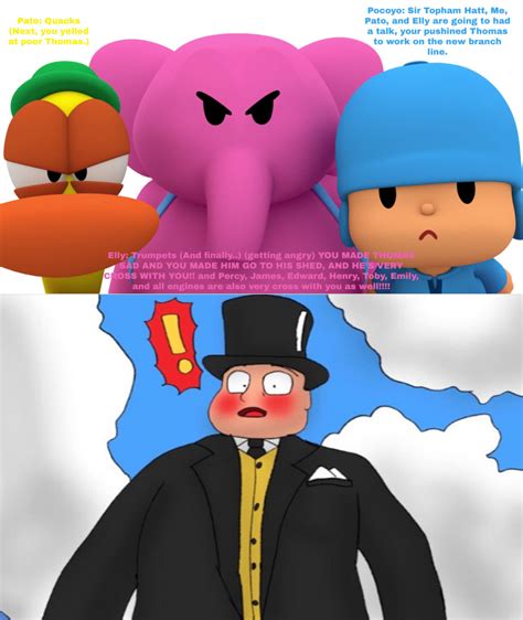 Pocoyo Pato And Elly Scolding Sir Topham Hatt By Zmcdonald09 On Deviantart