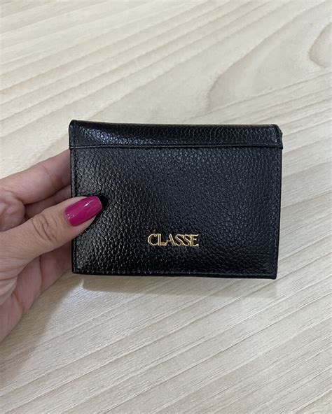 Carteira Feminina Pequena Slim Em Couro Classe Couro Pink Nude Caramelo Preto