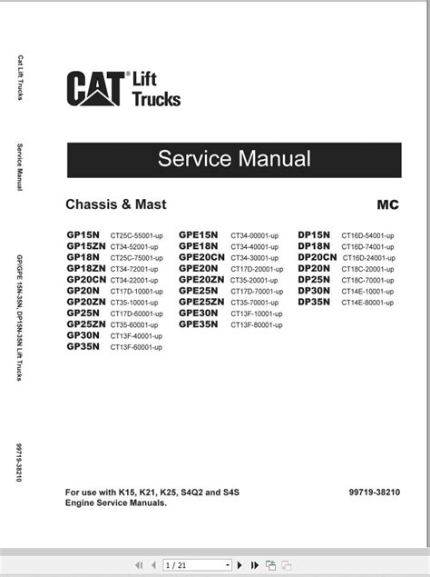 CAT Lift Truck DP18NTS Maintenance Operation Service Manual Auto