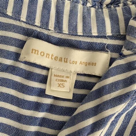 Monteau Los Angeles Blue Pinstripe Dress Knee Length Depop