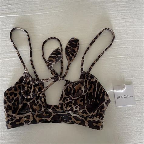 BENOA SWIM BIKINI TOP Cute Cheetah Print New Depop
