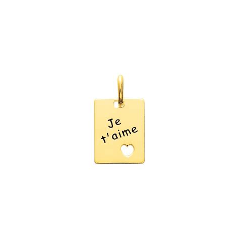 Pendentif plaque Je t aime Plaqué or Des idées bijoux