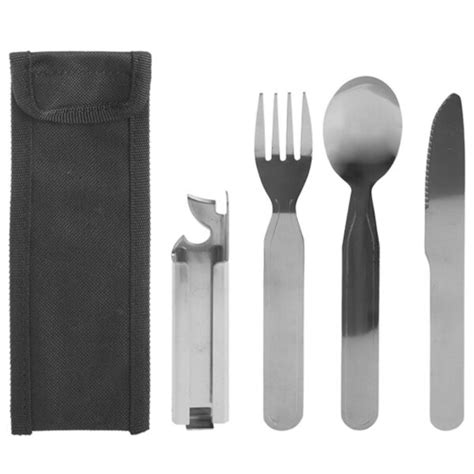 Piece Camping Cutlery Set Fork Knife Spoon Carry Pouch