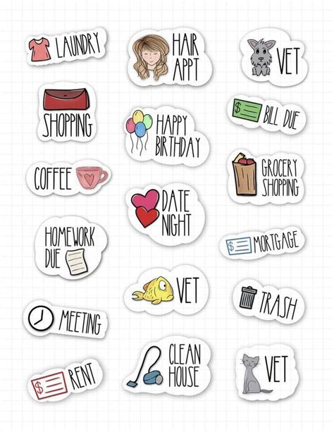 Stickers For Planner Planner Scrapbook Elements Set Journal Stickers