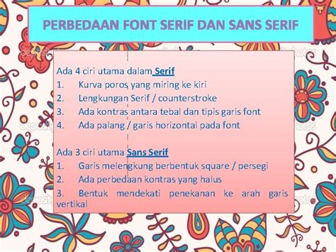 PENGERTIAN FONT SERIF DAN SANS SERIF Jenis Huruf