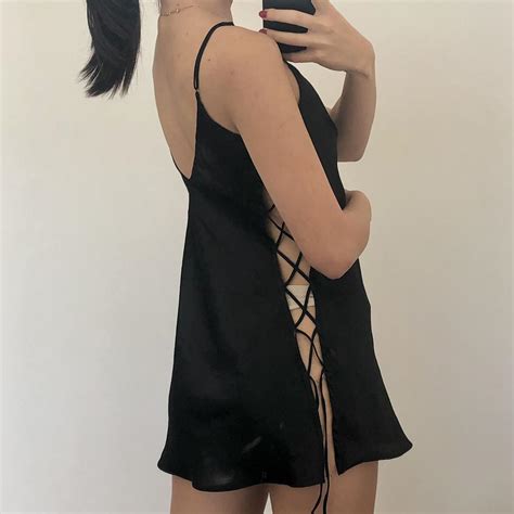 Silky Babydoll Lingerie Sexy Black Mini Cami Dress Depop