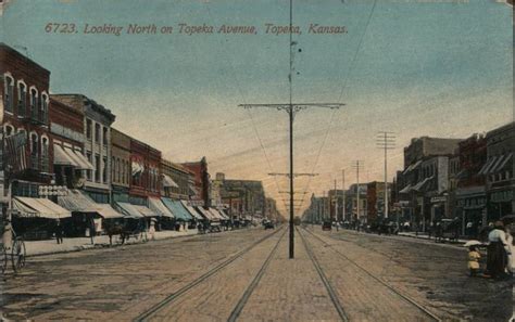 Looking North On Topeka Avenue Kansas Postcard