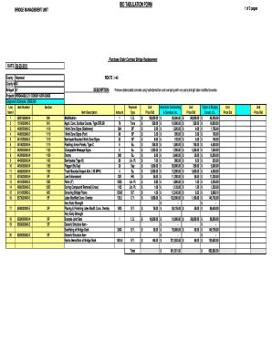 Fillable Online Bid Tabulation Form Bridge Management Unit Fax Email