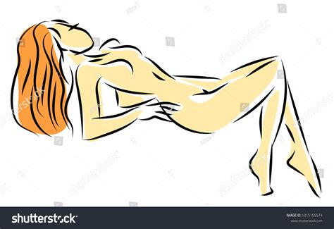 Sketch Nude Woman Long Red Hair Stock Vector Royalty Free 1015155574 Shutterstock