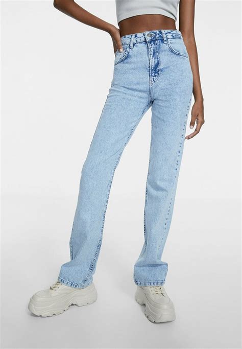 Stradivarius Jeans Straight Leg Blue Denim Jeans Straight Jeans