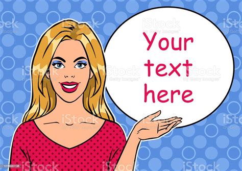 Woman In Cartoon Comic Style And Speech Bubble Stock Illustration