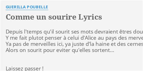 Comme Un Sourire Lyrics By Guerilla Poubelle Depuis L Temps Qu Il