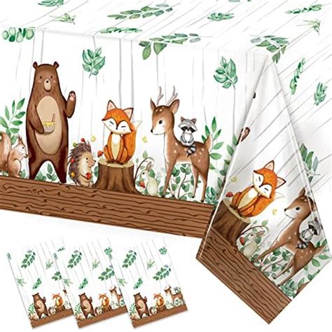 Amazon HEETON 3ct Woodland Plastic Tablecloth Creatures Fox