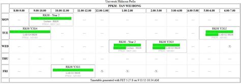 Timetable Assoc Prof Ts Dr Tan Wei Hong Ceng Mimeche