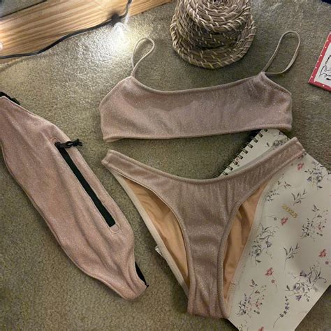 Triangl Sparkly Pink Bikini Set Includes Beltbag I Depop