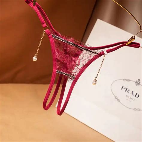 Sexy Open Crotch Pearl Temptation Thongs Erotic Lingerie