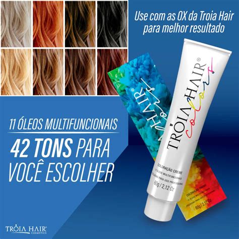 Coloração em Creme Permanente Loiro Nude 9 31 Troia Hair colors 60g Troia Hair cosméticos