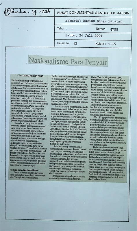 Nasionalisme para penyair - JAKLITERA