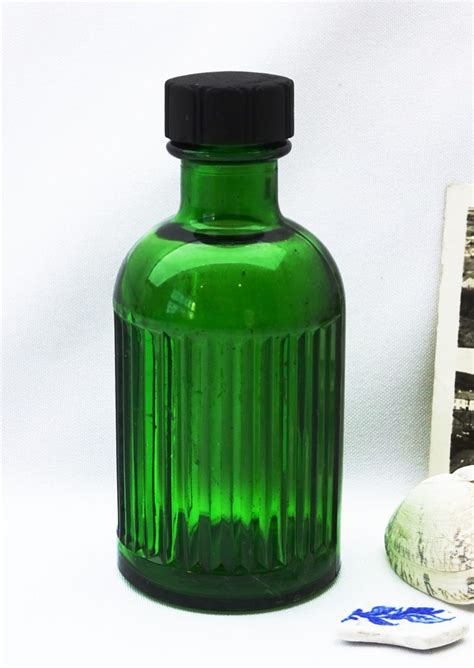 Vintage Cylindrical Green Poison Bottle Showpiece Antiques